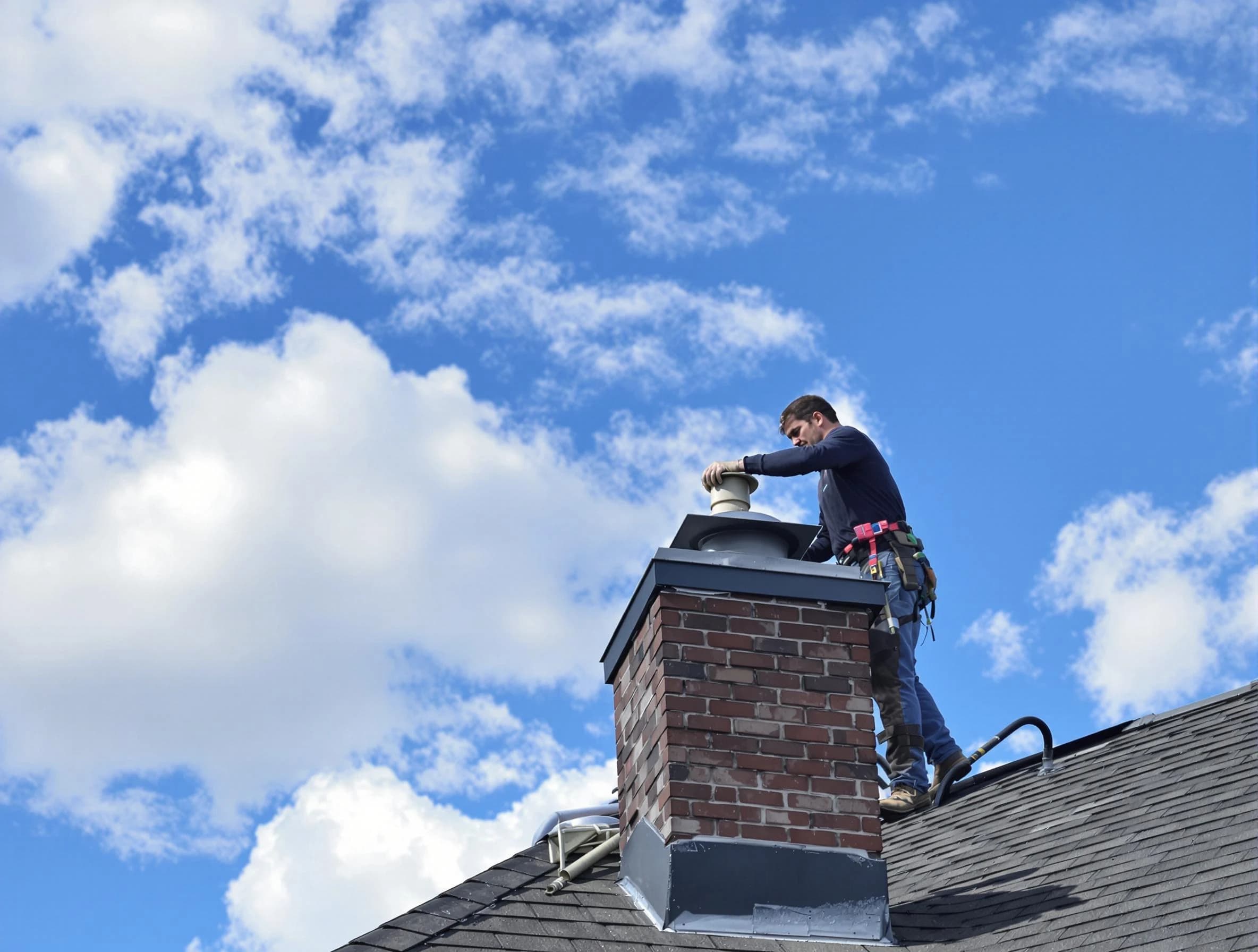 Loveland Chimney Sweep installing a sturdy chimney cap in Loveland, CO