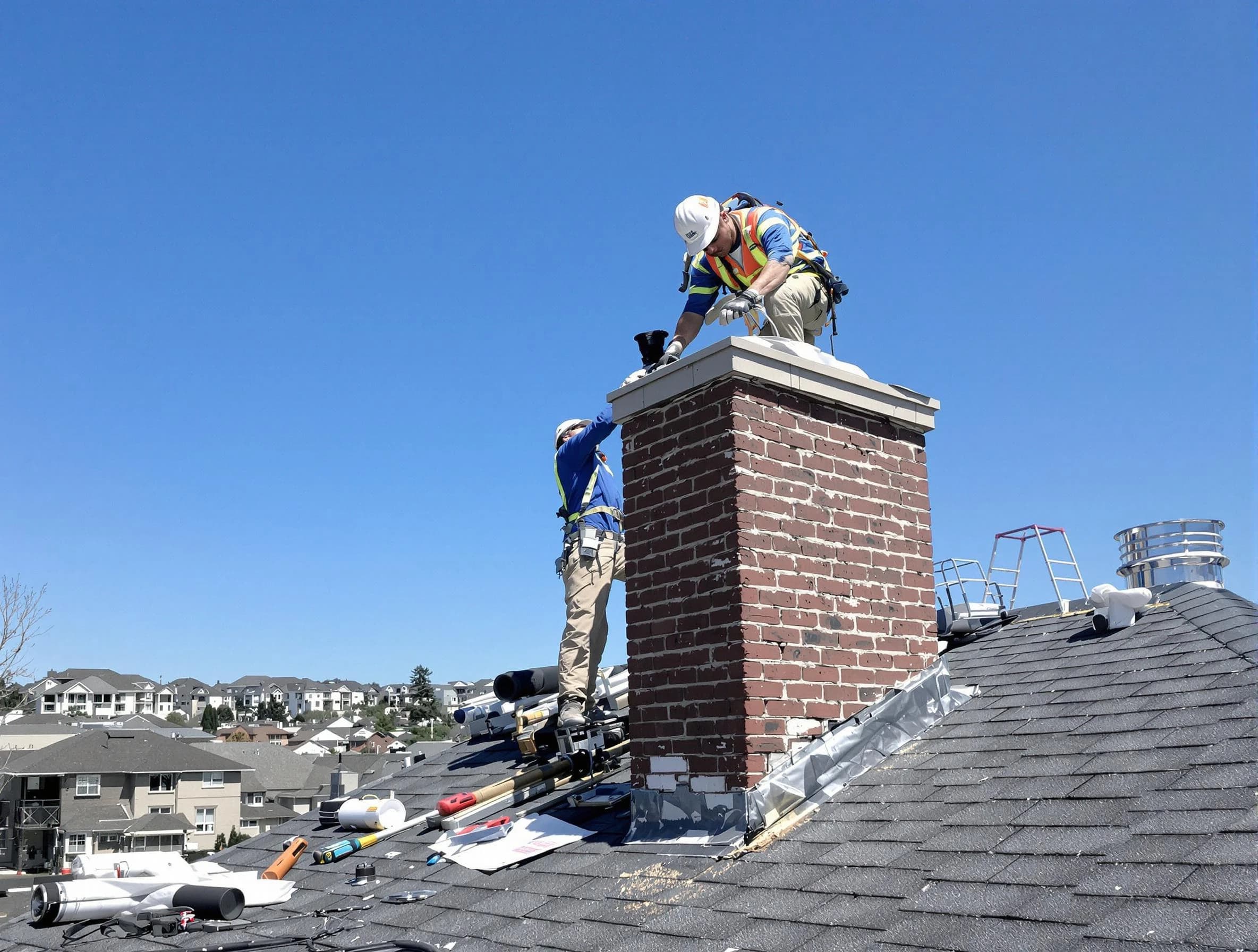 Loveland Chimney Sweep repairing a chimney crown in Loveland, CO