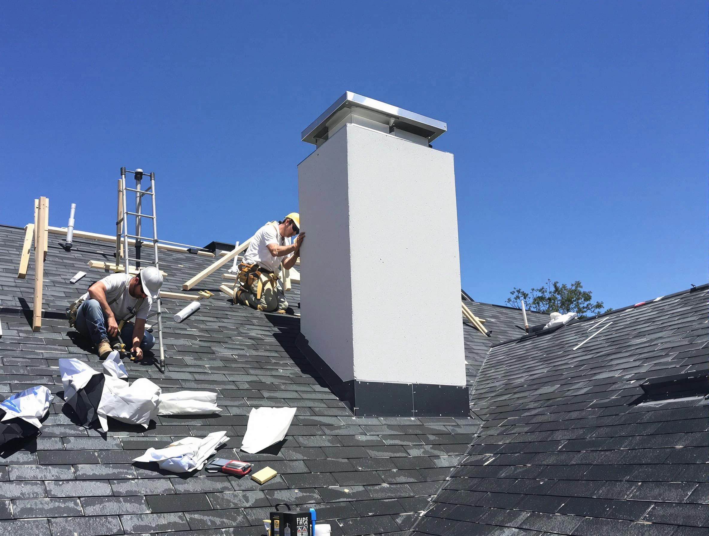 Loveland Chimney Sweep crew installing a new chimney in Loveland, CO