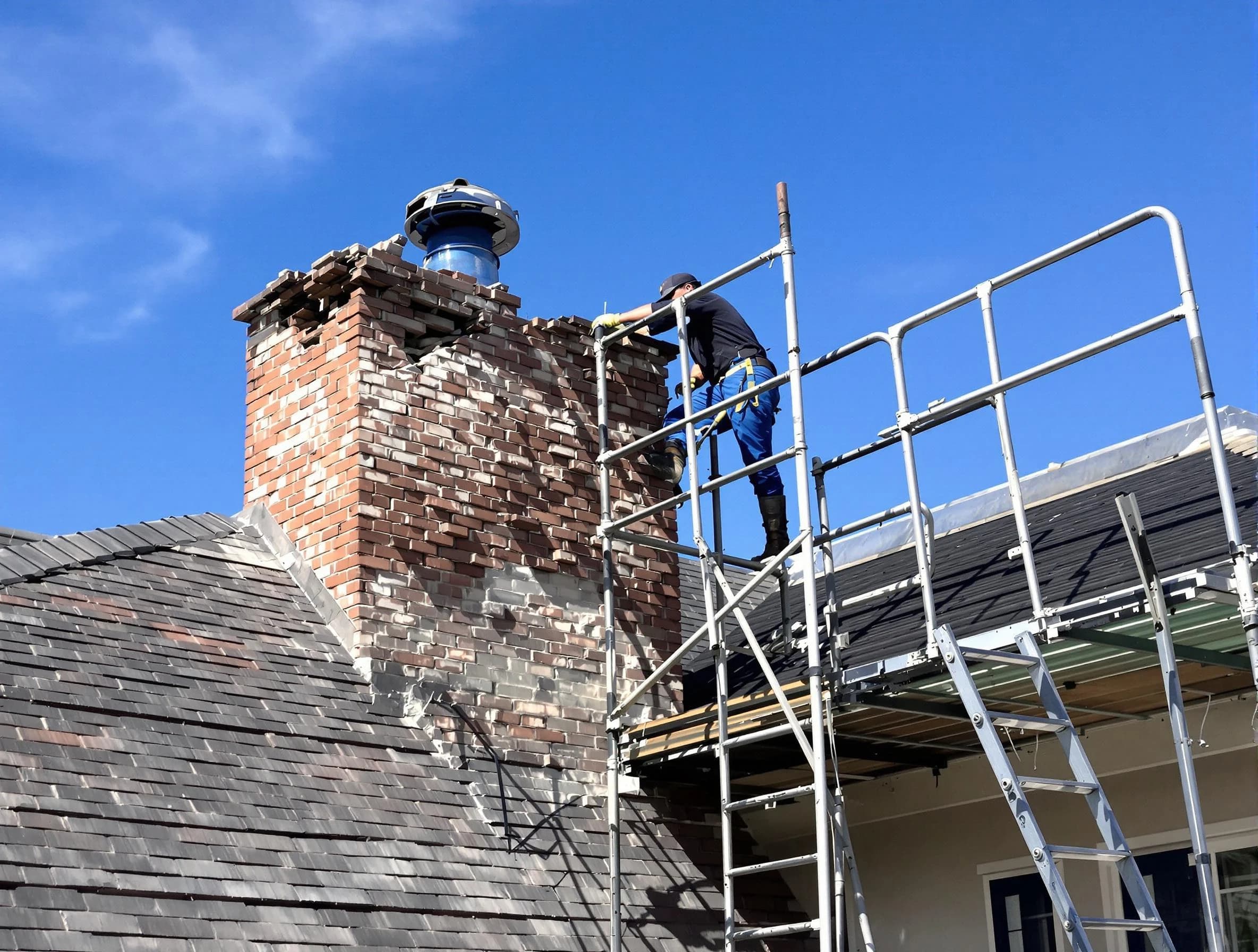 Rebuilding a chimney structure by Loveland Chimney Sweep in Loveland, CO