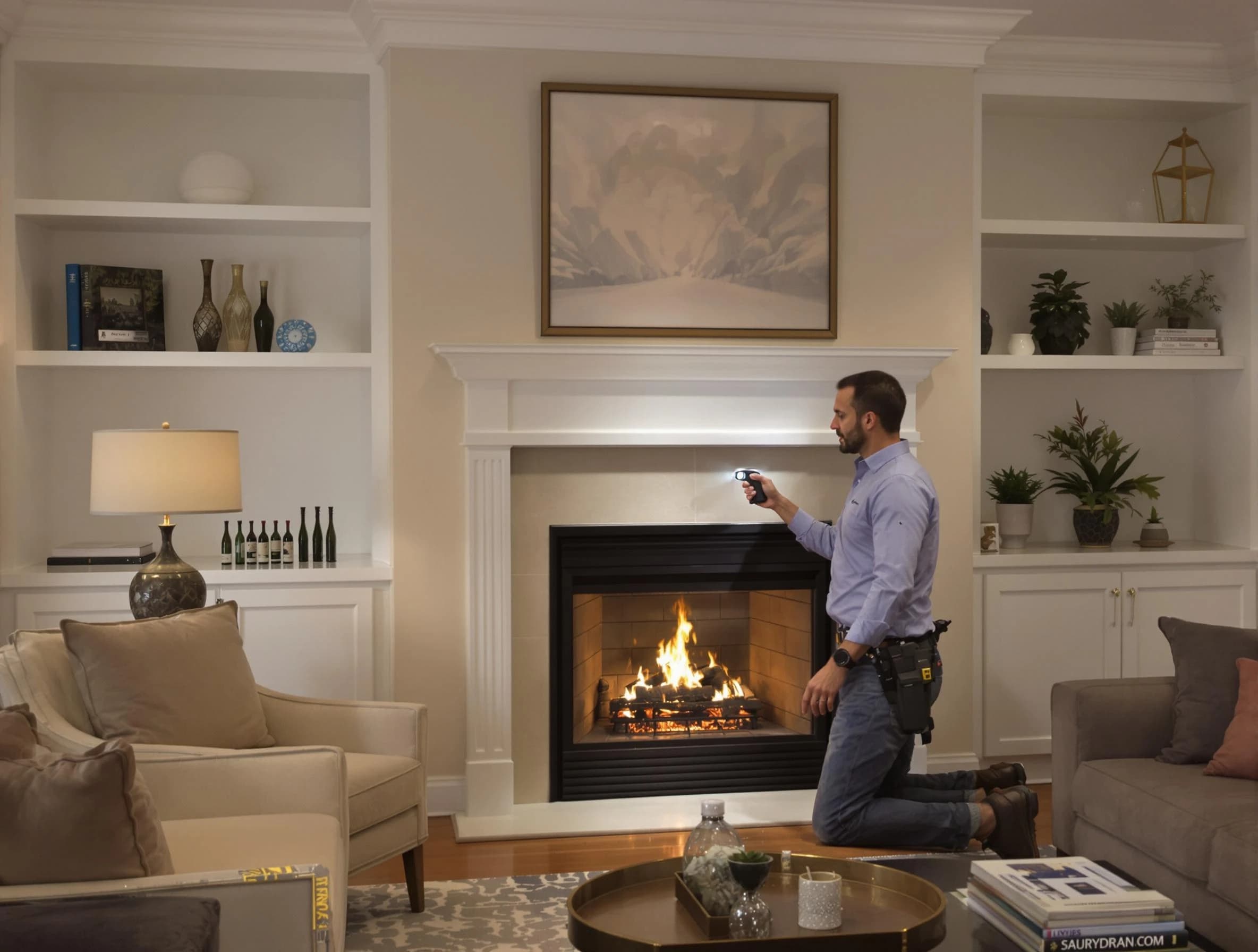 Loveland Chimney Sweep conducting a fireplace safety inspection in Loveland, CO