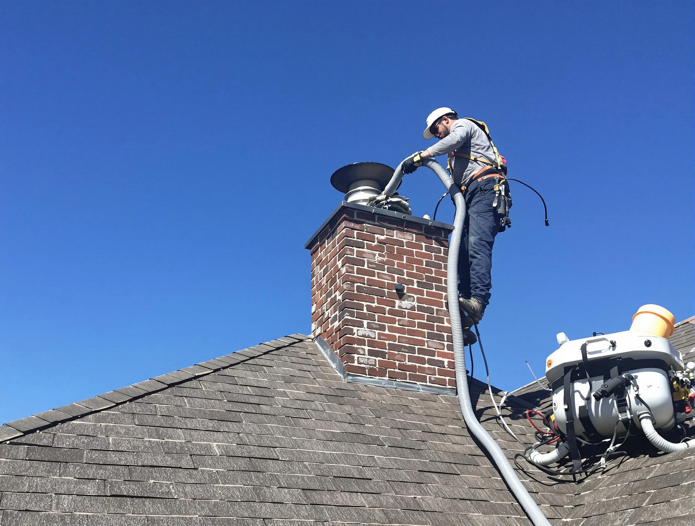 Dedicated Loveland Chimney Sweep team member cleaning a chimney in Loveland, CO