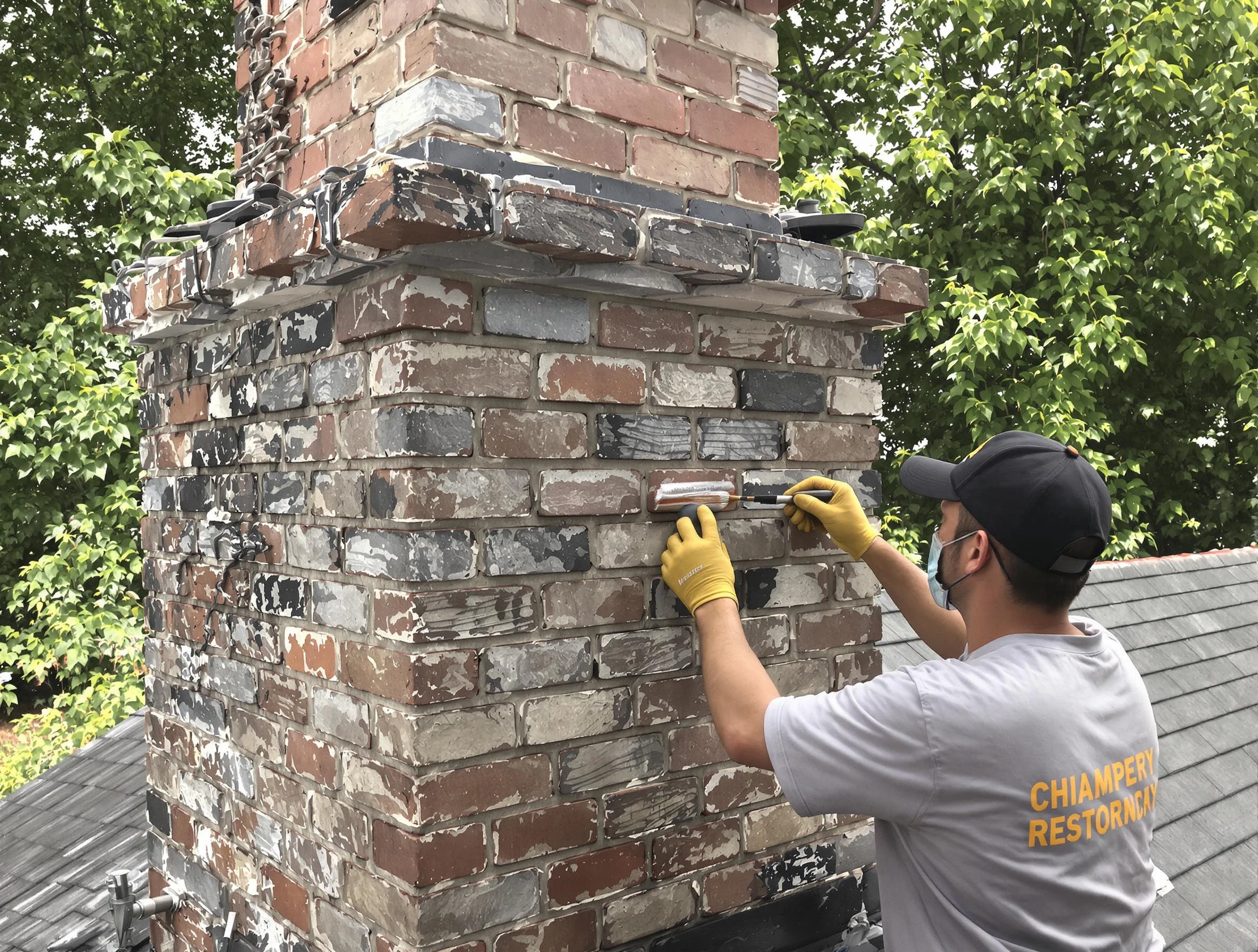 In-progress chimney restoration by Loveland Chimney Sweep in Loveland, CO